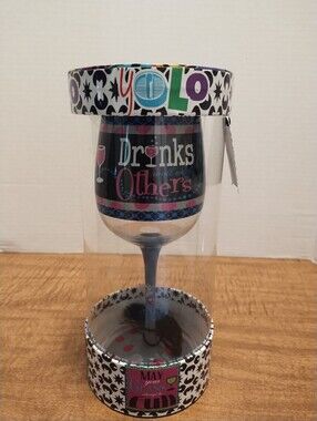 Novelty Wine Glass - 'Drinks Well With Others' - Multicolor